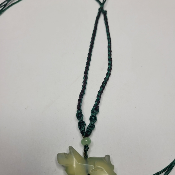 Necklace green or black thread jadeite carved stone year of the dog new - Picture 7 of 13